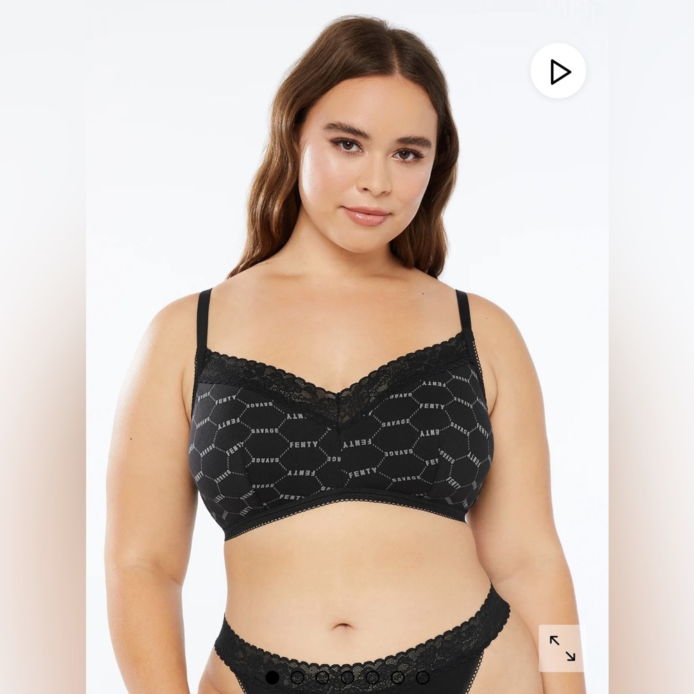 Savage X Fenty Lace-Trim Black Cotton Essentials Bralette 1X Women’s GUC - Picture 15 of 15
